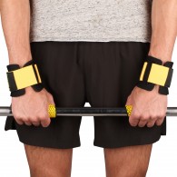 Напульсники для тяжёлой атлетики с атискользящей лямкой для тяги(пара) IN221 Универсальный Черно-желтый